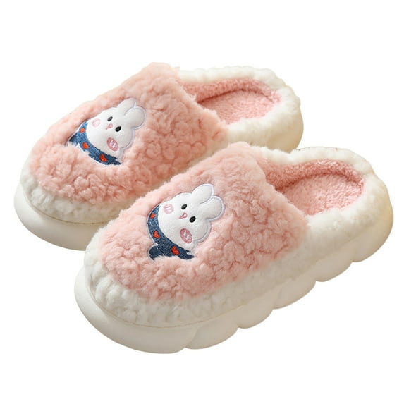 Mightlink 1 Pair Women Home Slippers Heightening Design Soft Plush Winter Warm Slippers for Household Bedroom