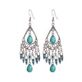 thumbnail image 1 of Mightlink 1 Pair Women Hook Earrings Vintage Ethnic Style Exaggerated Hollow Out Waterdrop Shape Bohemian Ear Decoration Jewelry Vacation Earrings Hanging Earrings, 1 of 7