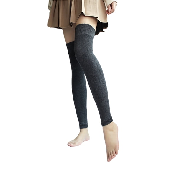 Mightlink 1 Pair Women Knee Pads Stretchy Slim Fit Long Tube Leg Warmers Autumn Winter Over Knee Knitting Leg Socks for Daily Wear
