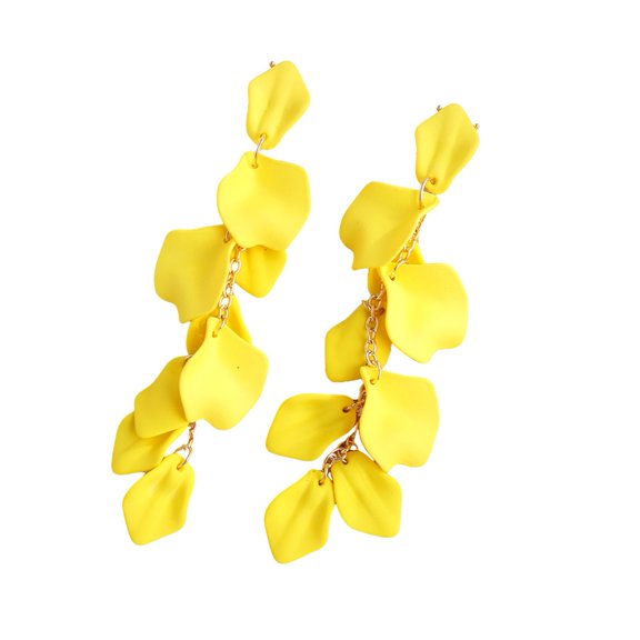 Mightlink 1 Pair Women Petal Earrings Retro Anti-allergy Lightweight Ear Decoration Jewelry Prom Cocktail Party Hanging Earrings Long Dangle Earrings