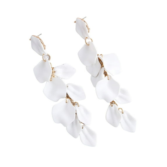 Mightlink 1 Pair Women Petal Earrings Retro Anti-allergy Lightweight Ear Decoration Jewelry Prom Cocktail Party Hanging Earrings Long Dangle Earrings