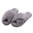 thumbnail image 1 of Mightlink 1 Pair Women Slippers Colorful Plush Non-slip Deodorant Anti Skid Keep Warm Winter Cross Fluffy Slippers for Home, 1 of 7