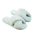 thumbnail image 1 of Mightlink 1 Pair Women Slippers Colorful Plush Non-slip Deodorant Anti Skid Keep Warm Winter Cross Fluffy Slippers for Home, 1 of 7