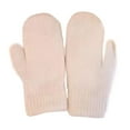 thumbnail image 1 of Mightlink 1 Pair Women Winter Mittens Faux Rabbit Fur Fleece Solid Color Knitting Elegant Keep Warm Elasticity Full Fingers Skiing Mittens for Daily Wear, 1 of 7