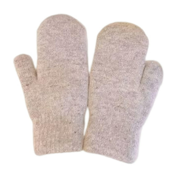 Mightlink 1 Pair Women Winter Mittens Faux Rabbit Fur Fleece Solid Color Knitting Elegant Keep Warm Elasticity Full Fingers Skiing Mittens for Daily Wear