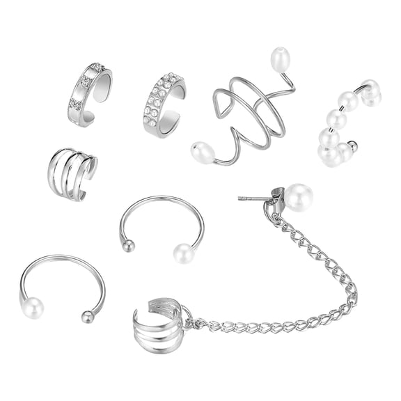 Mightlink 1 Set Ear Clips Faux Pearl Different Shape Non-piercing C-shaped Ear Decoration Jewelry Prom Party Earrings Commute Cartilage Earrings Ear Cuffs