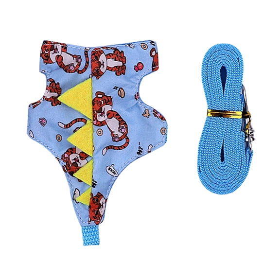 Mightlink 1 Set Small Pet Harness with Leash Rope Cute Dinosaur Cross-dressing Printed Costume Traction Tool Adjustable Guinea Pig Hamster Rat Rabbit Vest Clothes Pet Supplies