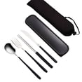 thumbnail image 1 of Mightlink 1 Set Tableware Set Food Grade Rust-proof Heat-Resistant Mirror Polish Grip Comfortable Dinning Stainless Steel Chopstick Cutter Spoon Fork Kitchen Dinnerware Set for Home, 1 of 7