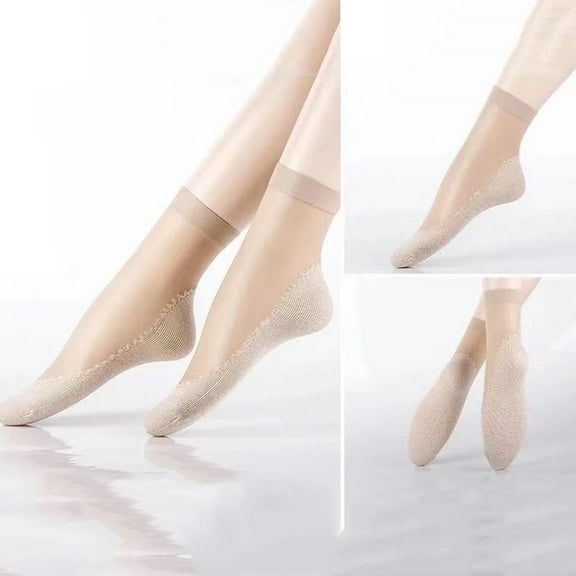 Mightlink 10 Pairs Ultrathin Ankle Socks,Breathable Non-slip Solid Color Sweat Absorption Seamless Summer Cotton Sole See Through Socks Indoor