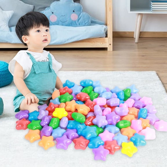 Mightlink 100Pcs Baby Ball Pits Flexible Colorful Pentagram/Heart Ocean Ball Practice Grip Emotional Comfort BPA Free Plastic Pool Ball Toys Kids Play Tent Filler Indoor Outdoor Toy
