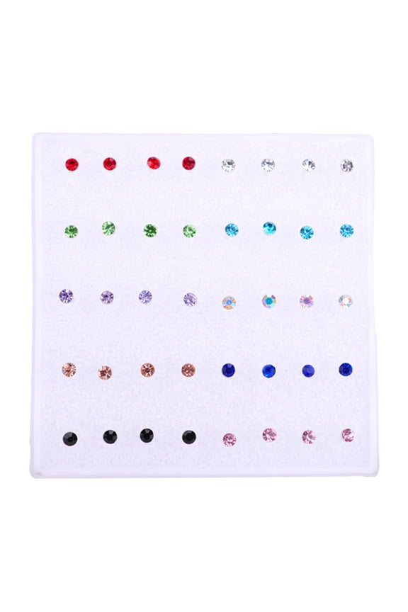 20 Pairs Women Ear Studs Set Shiny Cubic Zirconia Exquisite Concise Shining Multi-Color Decorative Stainless No Harm Zirconia Women Earrings Set for Daily Wear