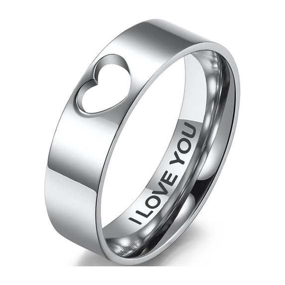 Mightlink 2Pcs Finger Ring Electroplating Bright Luster Hollowed Heart High Polished Exquisite Workmanship Dress Up Smooth Surface Matching Heart Promise Ring Jewelry Accessories