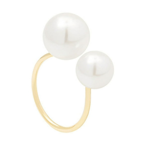 Mightlink 2Pcs Women Open Ring Faux Pearl Opening Adjustable Polished Lightweight Electroplated Prom Party Index Finger Ring Irregular Lady Jewelry