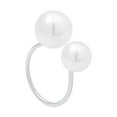 thumbnail image 1 of Mightlink 2Pcs Women Open Ring Faux Pearl Opening Adjustable Polished Lightweight Electroplated Prom Party Index Finger Ring Irregular Lady Jewelry, 1 of 6