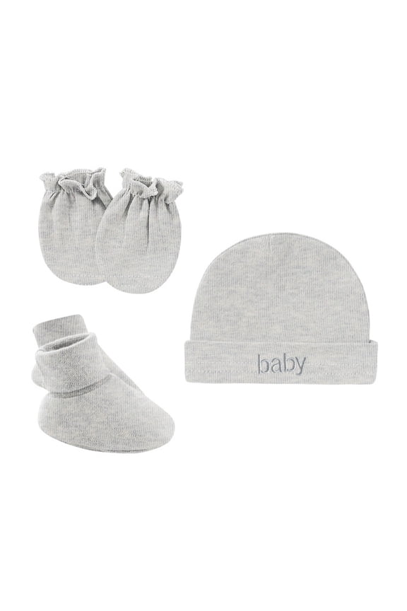 3Pcs/Set Newborn Beanie Anti-fading Keep Warm Cotton Blend New Born Baby Hat Gloves Socks Photography Prop for New-parent