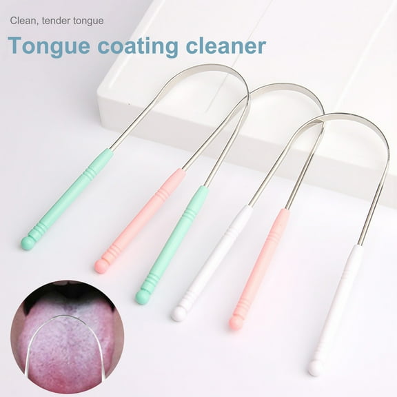 Mightlink 3Pcs/Set U-Shaped Tongue Cleaner Anti-Slip Handle Stainless Steel Tongue Scraper Oral Brush Cleaning Tool for Adult