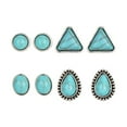 thumbnail image 1 of Mightlink 4 Pairs Women Geometric Shape Ear Studs Boho Faux Turquoise Stud Earrings Vintage Ethnic Style Jewelry Gift, 1 of 6
