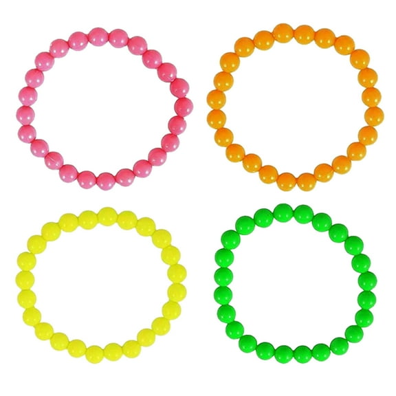 Mightlink 4Pcs 1980s Costume Accessory Set Women Fluorescent Neon Bracelets Necklaces Dress Up Costume Photo Props