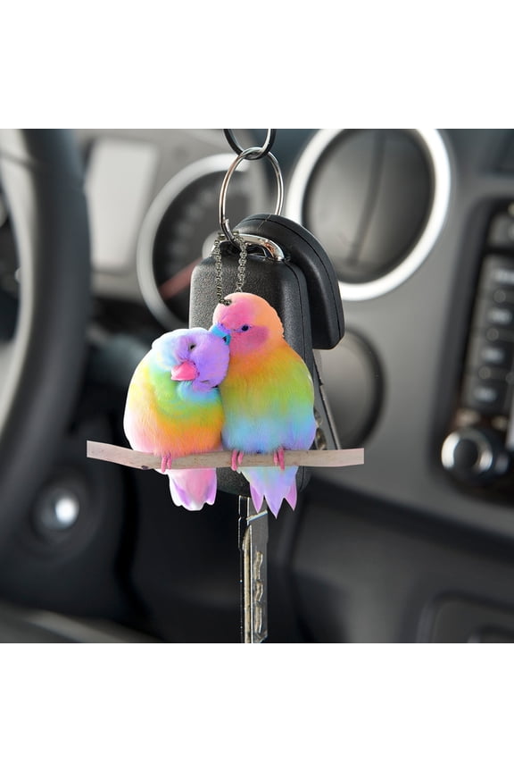 5Pcs Couple Bird Keychain Pendant Colorful Lovebirds Car Hanging Pendant Charm for Car Backpack Keys