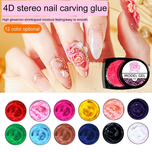 Mightlink 5g 4D Model Glue Carved Soft Firm And Durable Three-dimensional Shaping Non-stimulating Easy to Heal DIY No Odor Good Moisturizing Nail Carving Mud for Nail