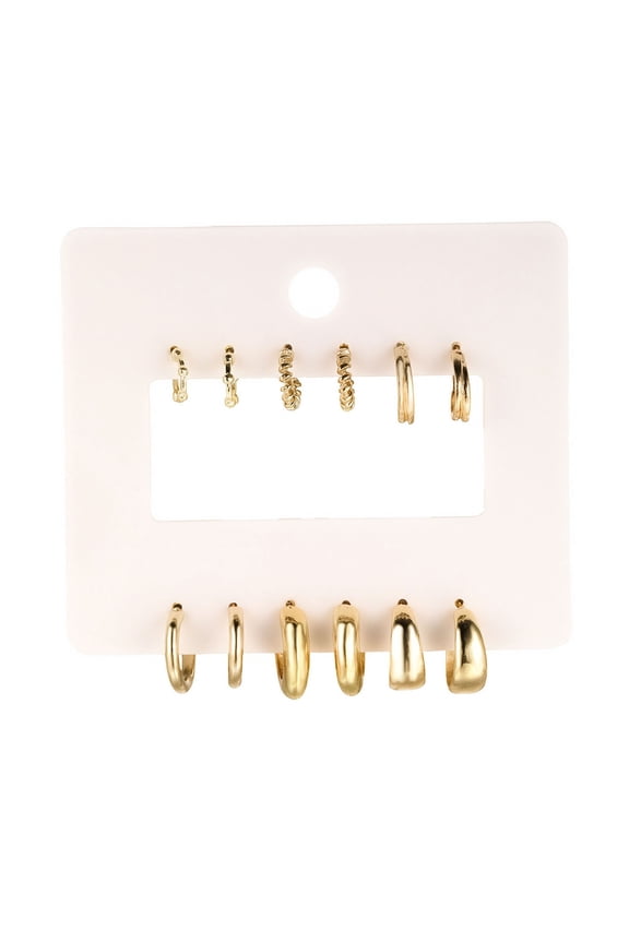6 Pairs Women Huggie Earrings Solid Color Smooth C-shaped Polished Electroplated Ear Decoration Jewelry Prom Party Earrings Commute Short Ear Hooks