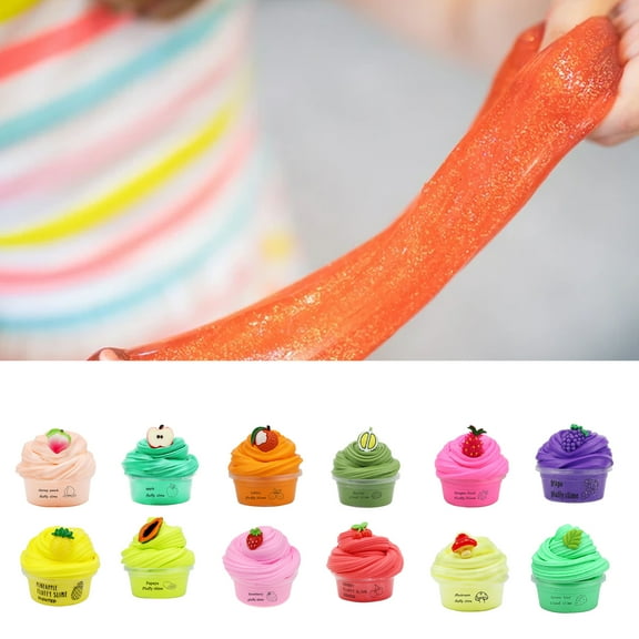 Mightlink 60ml Butter Slime Non-sticky with Charm Super Soft Stress Relief Fruit Cherry Slime Toy for Children