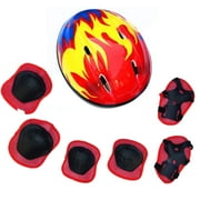 Mightlink 7Pcs/Set Children Helmet Breathable Shockproof EPS Knee Elbow Wrist Pads Circling Helmet for Beginners