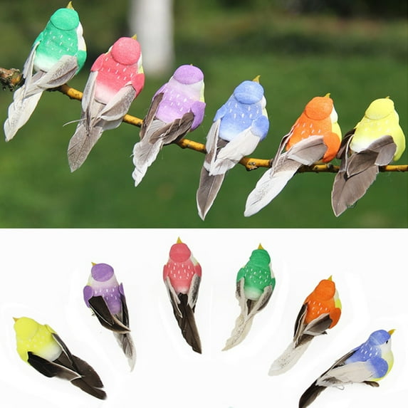 Mightlink Artificial Bird Realistic Festive Home Prop Brightly Colored Christmas Artificial Feathered Foam Bird for Balcony