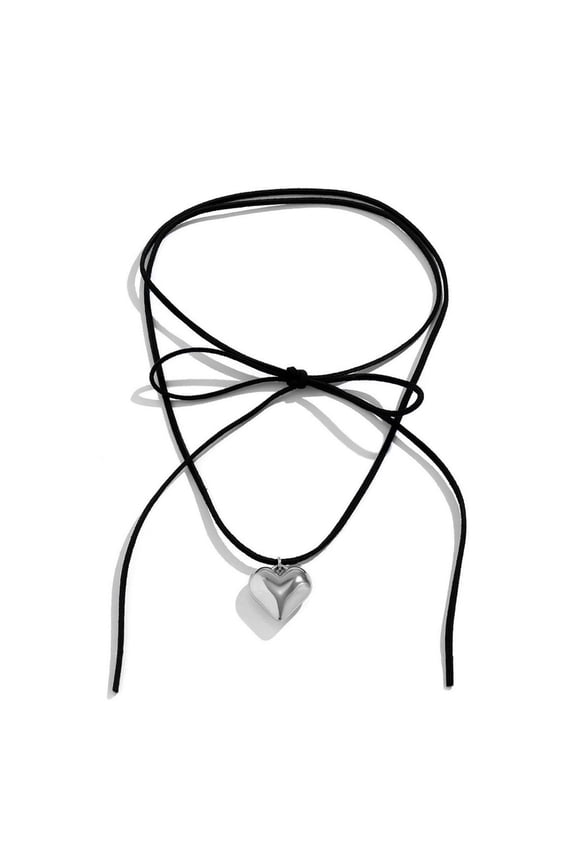 Big Love Pendant Necklace Adjustable Faux Leather Wax Rope Women Choker Necklace Jewelry Gift Accessories