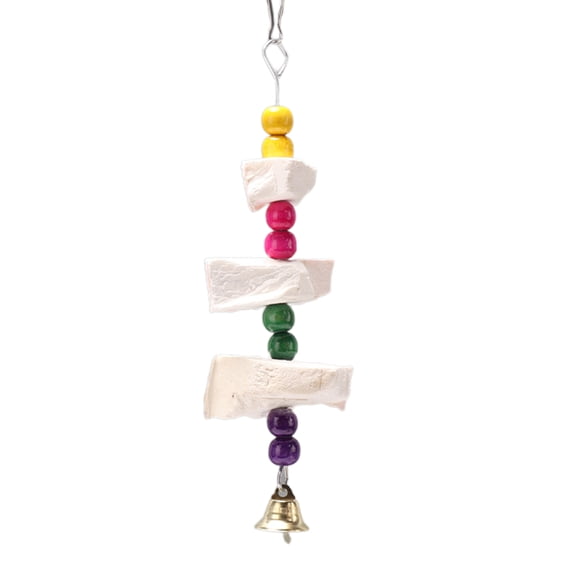 Mightlink Bird Gnawing Toy Colorful Beads Crisp Bell Relieve Boredom Bite Resistant Aid Digestion Parrot Toy for Pet Cage