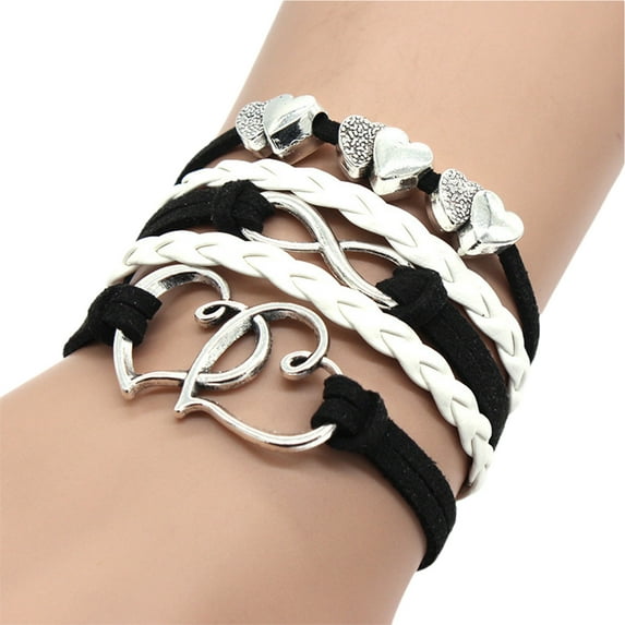 Mightlink Bracelet Multiple Layer Anti-allergic Fashion Accessories Handmade Fashion Big Love Heart Pendant Braided Bracelet for Daily Wear