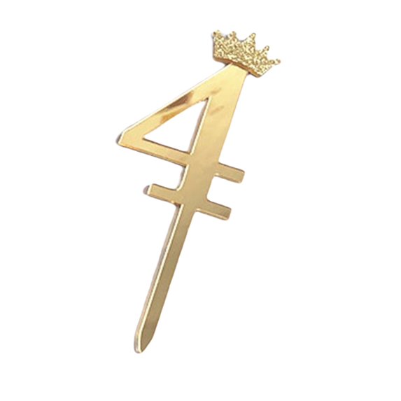 Mightlink Cake Numeral Topper Crown Style Dazzling Acrylic Number Cake Topper Anniversary Birthday Party Decoration for Home