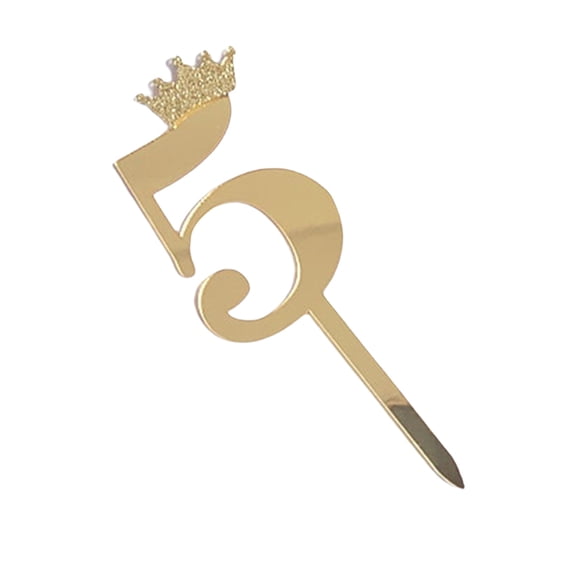 Mightlink Cake Numeral Topper Crown Style Dazzling Acrylic Number Cake Topper Anniversary Birthday Party Decoration for Home