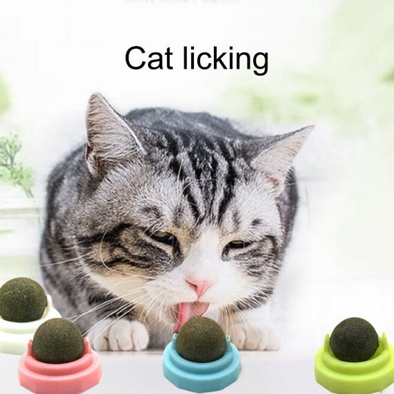Mightlink Cat Licking Toy 360 Degree Rotatable Dust Cover Natural Materials Vomiting Hairball Increase Appetite Teeth Grinding Catnip Wall Ball Cat Toy for Floor