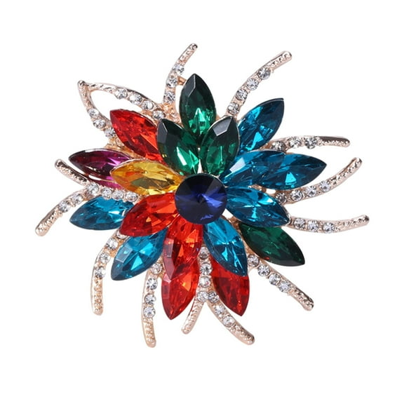 Mightlink Classic Handmade Colorful Flower Shape Brooch Pin Vintage Hat Scarf Shawl Badge Bridal Gift Dress Accessories