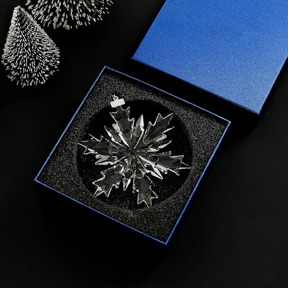 Mightlink Clear Faceted Crystal Snowflake Pendant Christmas Ornaments for Christmas Tree Decoration Women Jewelry