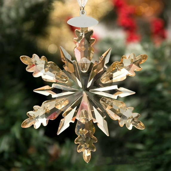 Mightlink Clear Faceted Crystal Snowflake Pendant Christmas Ornaments for Christmas Tree Decoration Women Jewelry