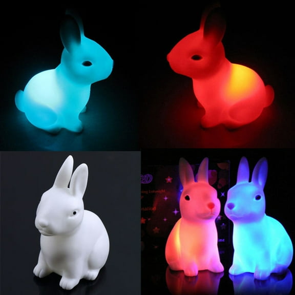 Mightlink Color Changing Battery Powered LED Night Light Rabbit Lamp Home Table Decor