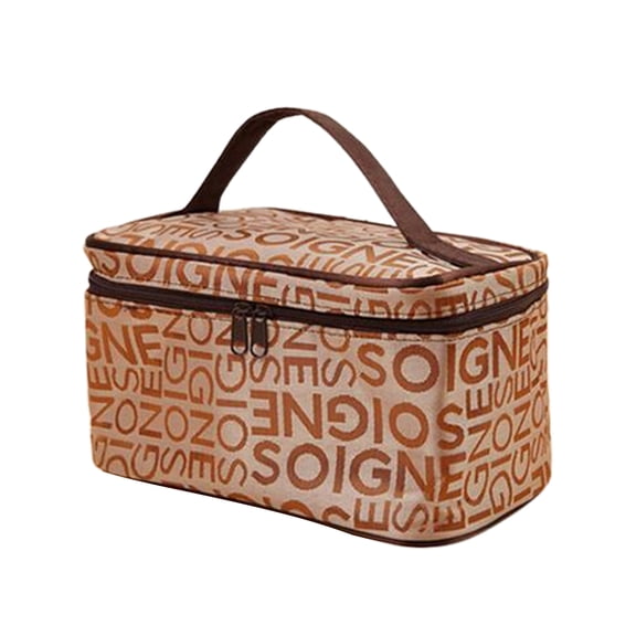 Mightlink Cosmetic Bag High Capacity Portable Dust-proof Travel Women Lettered Make-up Bag with Hand Strap for Daily Use