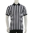 thumbnail image 1 of Mightlink Court Uniform Striped Shape Short Sleeve V-neck Sweat Absorption Anti-Deformed Referee Wearing Polyester Fiber Sporting Goods Collared Referee Shirt for Sports, 1 of 7