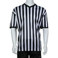 thumbnail image 1 of Mightlink Court Uniform Striped Shape Short Sleeve V-neck Sweat Absorption Anti-Deformed Referee Wearing Polyester Fiber Sporting Goods Collared Referee Shirt for Sports, 1 of 7