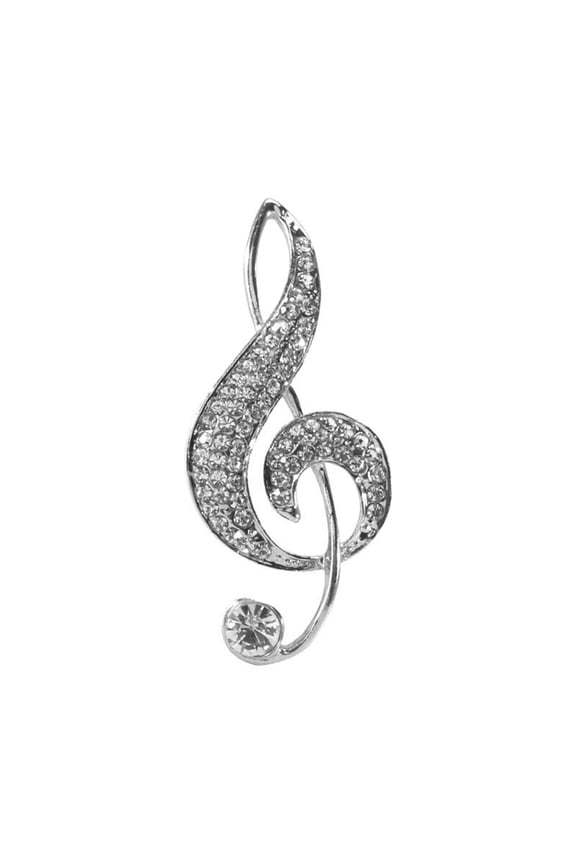 Creative Musical Note Shape Women Brooch Shining Inlaid Pin Dress Suit Lapel Shawl Badge Coat Accessories
