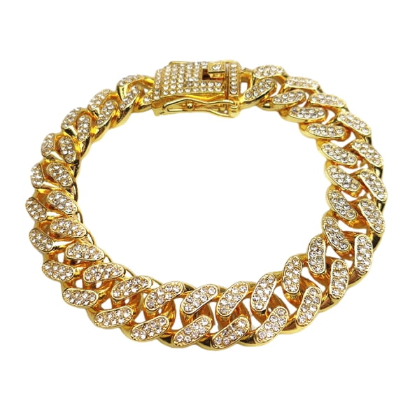 Mightlink Cuff Bracelet Fine Workmanship Electroplating Shiny Long-lasting Decorate Non-fading Shiny Cuban Link Chain Bracelet Jewelry Accessory