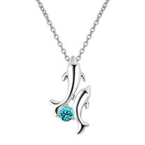 Mightlink Double Dolphin Necklace Pendant Animal Shape Fine Adjustable Length Necklace