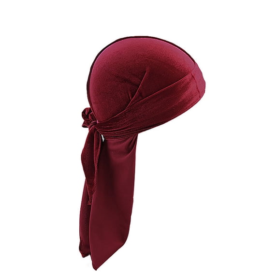 Mightlink Durag Cap Solid Color Ultra Soft Keep Warm Velvet Men Women Head Wrap with Long Tail for Winter