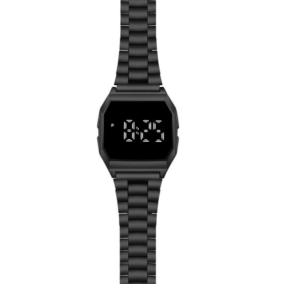 Mightlink Electronic Watch LED Display Battery Operated Touchscreen Square Steel Band Men Women Students Watch Daily Wear