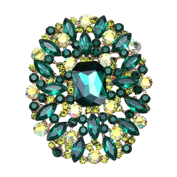 Mightlink Elegant Colorful Glass Brooch Vibrant Color Oval Shape Pin Shawl Scarf Suit Collar Badge Outfit Accessories