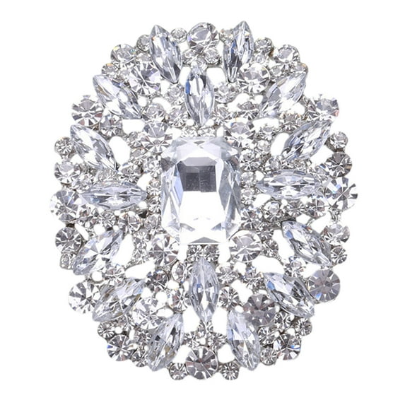 Mightlink Elegant Colorful Glass Brooch Vibrant Color Oval Shape Pin Shawl Scarf Suit Collar Badge Outfit Accessories