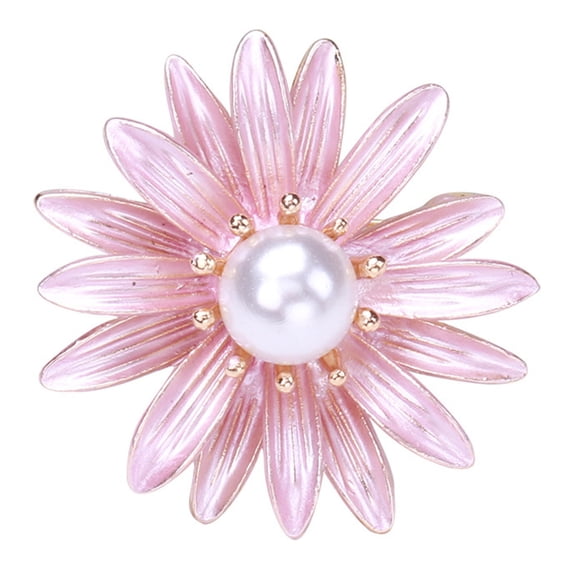 Mightlink Elegant Flower Shape Women Brooch Faux Pearl Decor Lapel Pin Shawl Cardigan Coat Brooch Pin Enamel Simple Badge Jewelry Gift