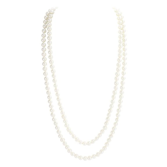 Mightlink Elegant Women Faux Pearls Sweater Necklace Double Layer Long Necklace Simple Versatile Sweater Chain